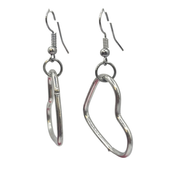 Earrings Silver Tone Heart Dangle Hook Drop Fashion Jewelry Gift SKU2411 - Picture 1 of 6